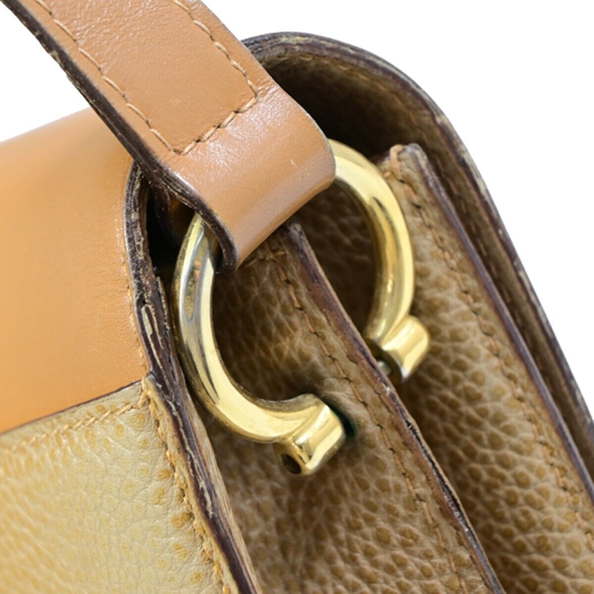 CELINE Logo Shoulder Bag Leather Brown GHW Made in Italy 66EB657