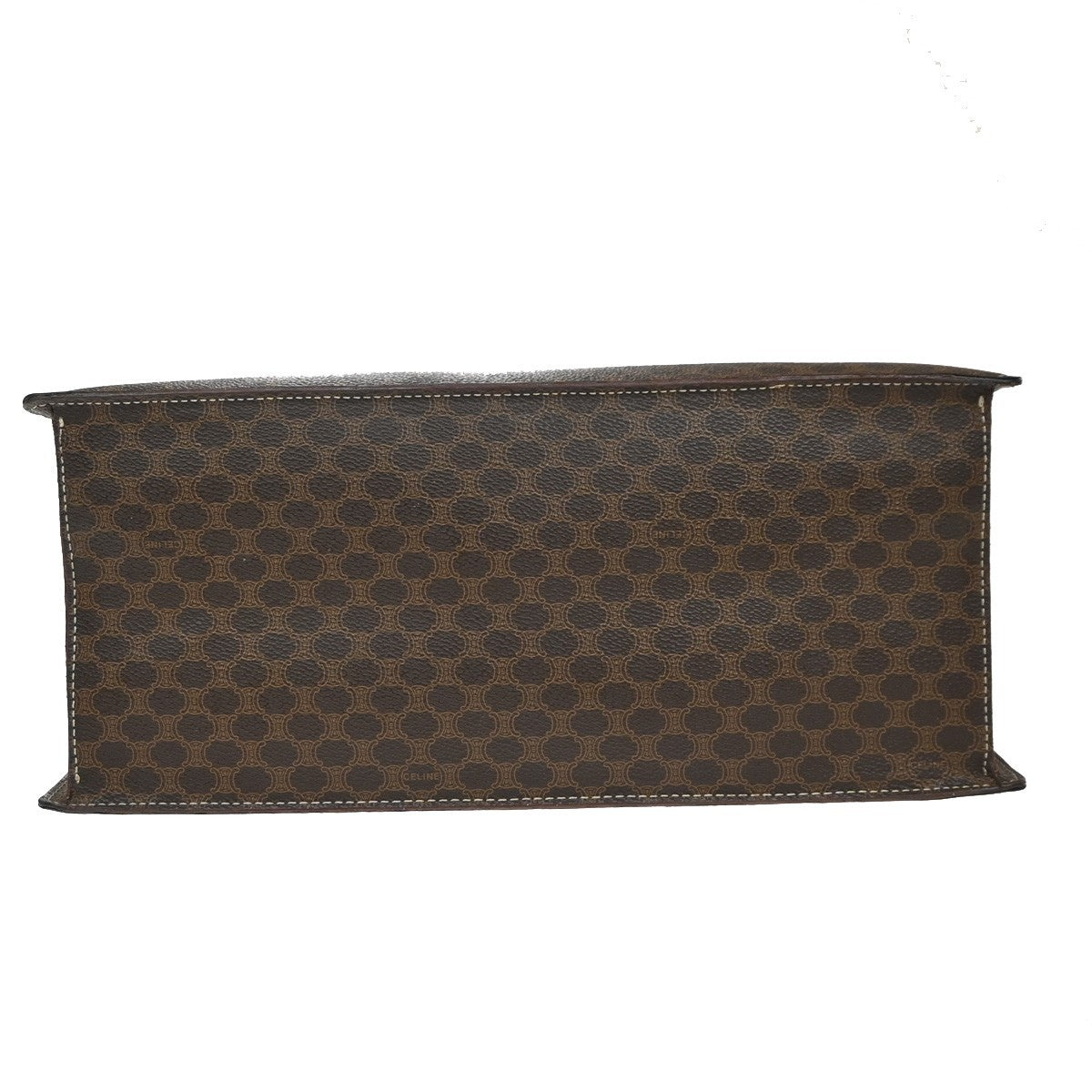 CELINE Logo Macadam Pattern Hand Bag PVC Leather Brown GHW Italy 60KP454