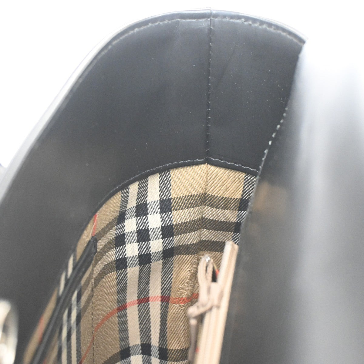 BURBERRY Logo Nova Check Shoulder Tote Bag Canvas Leather Black Brown 30CA421