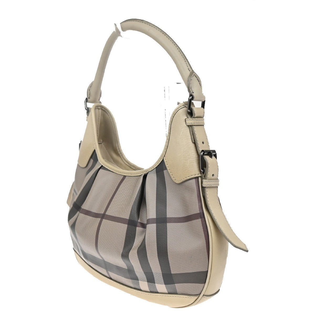 BURBERRY Logo Nova Check pattern Shoulder Hand Bag PVC Leather Beige 36MA197