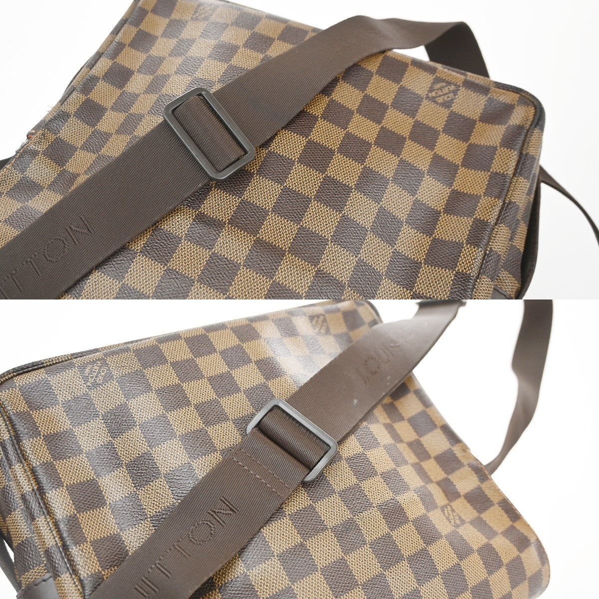 LOUIS VUITTON Naviglio Shoulder Bag Damier Ebene Leather Brown N45255 73CA734