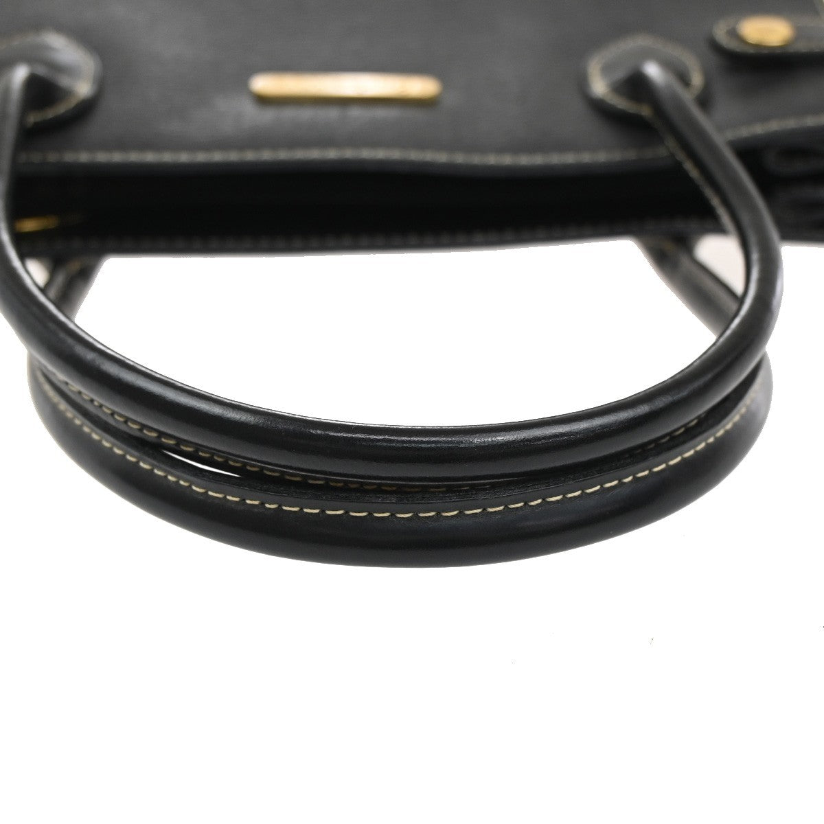 BURBERRYS Logo Hand Tote Bag Leather Canvas Black GHW 02FC151