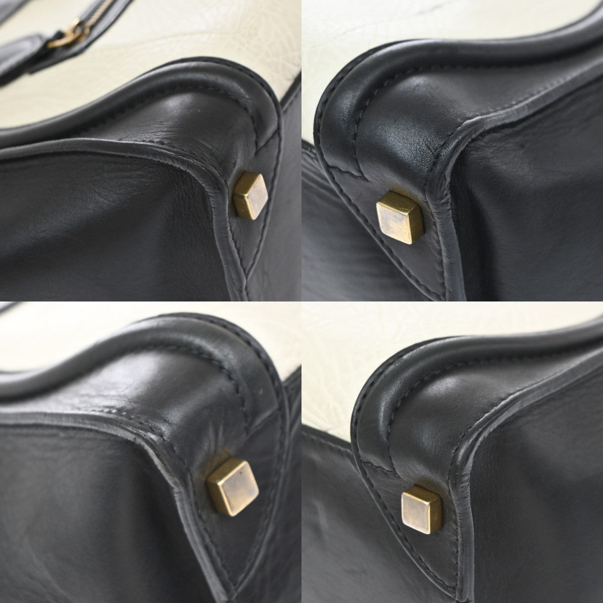 CELINE Logo Luggage Phantom Large Hand Tote Bag Leather Black White GHW 12EG408