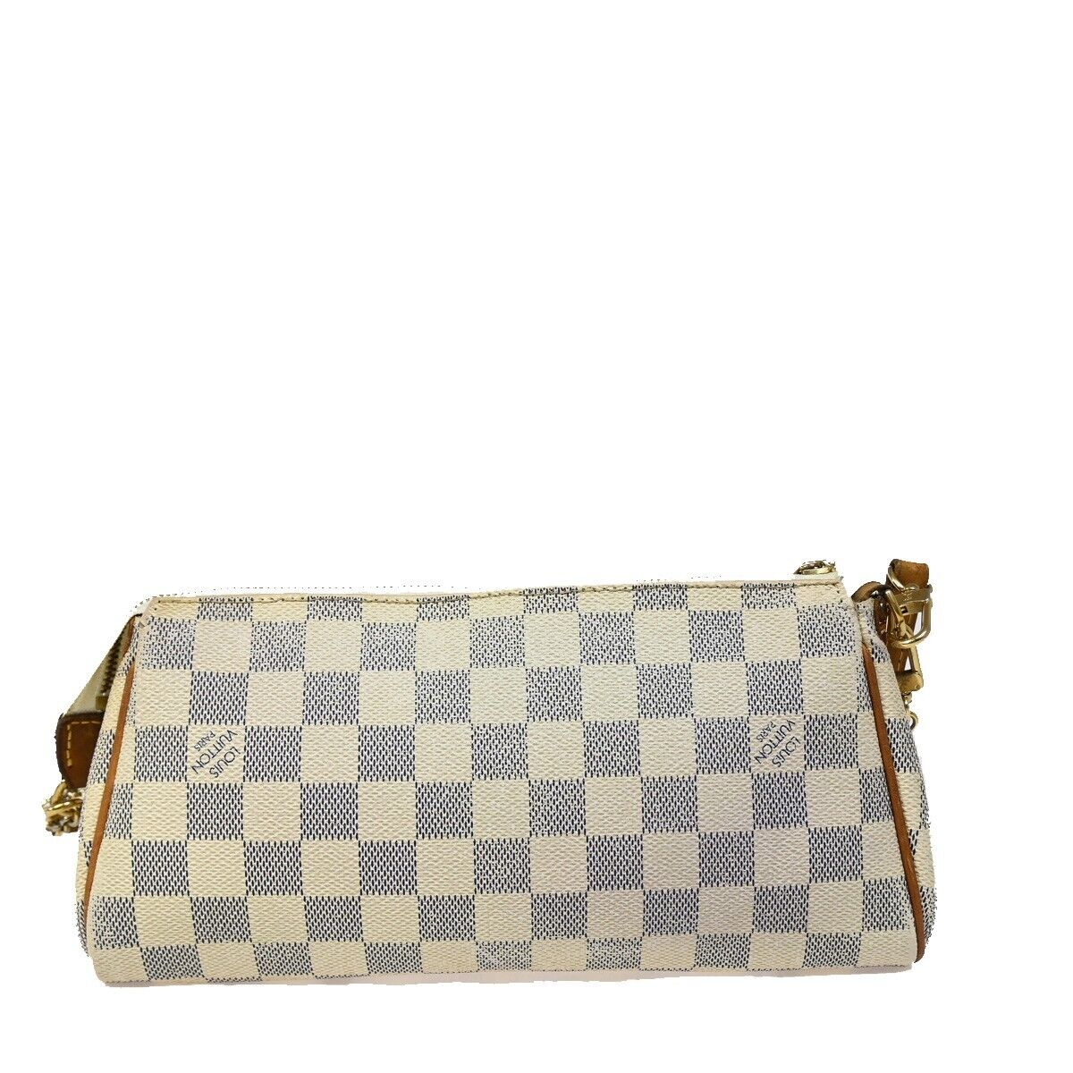 LOUIS VUITTON Eva Chain Shoulder Bag Damier Azur Leather White N55214 10FA502