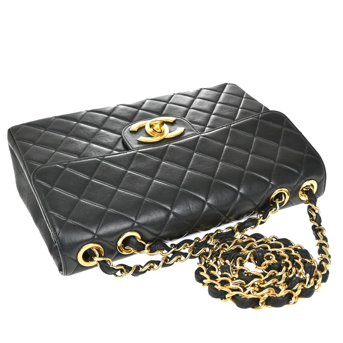 CHANEL CC Matelasse 30 Chain Shoulder Bag Leather Black GHW Vintage 341RF396
