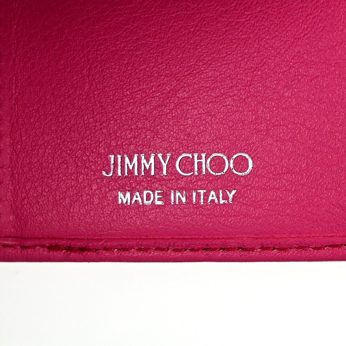 JIMMY CHOO Logo Star Studs Mini Trifold Wallet Purse Leather Pink Italy 05KA165