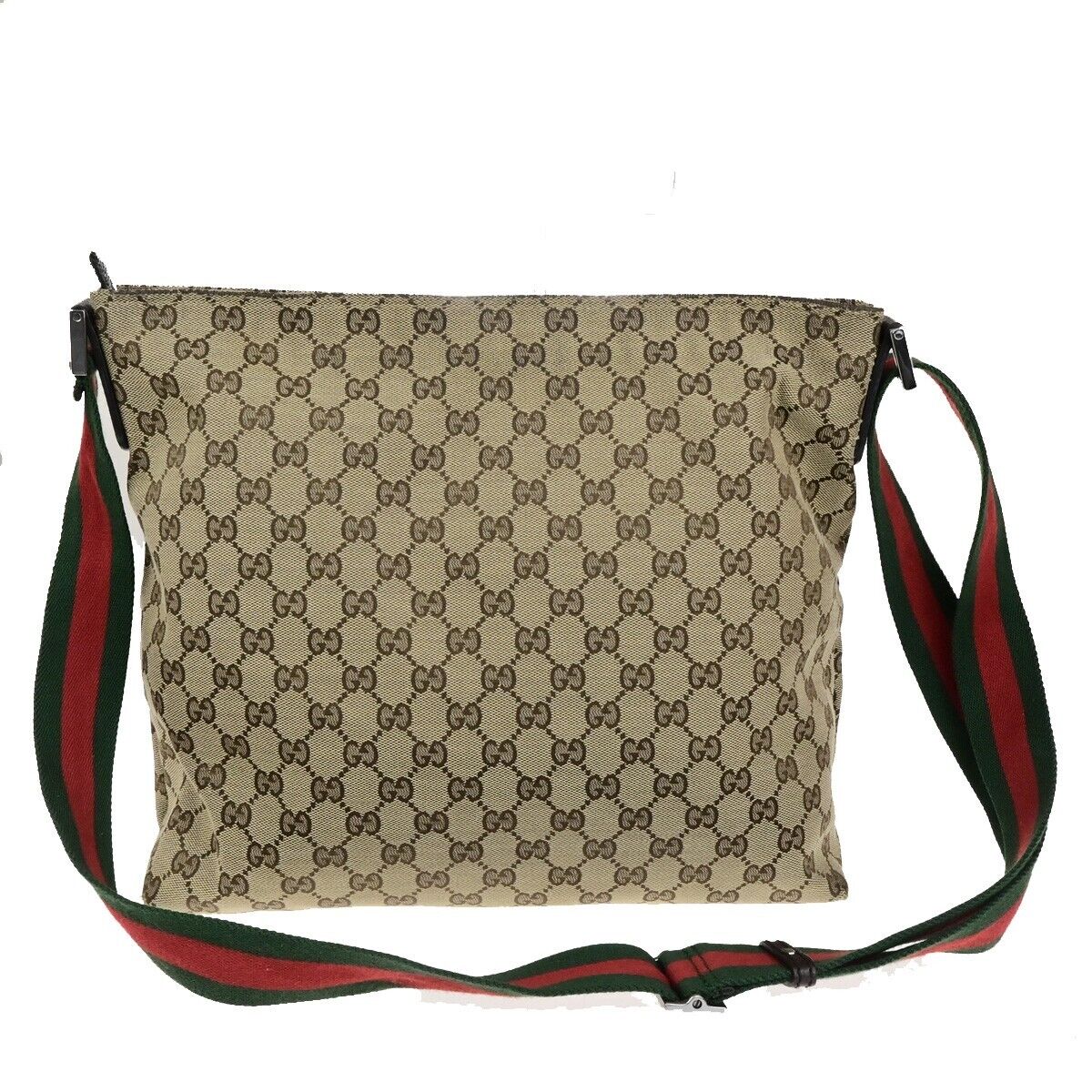 GUCCI GG Pattern Sherry Shoulder Bag Canvas Leather Brown SHW Italy 39ED283