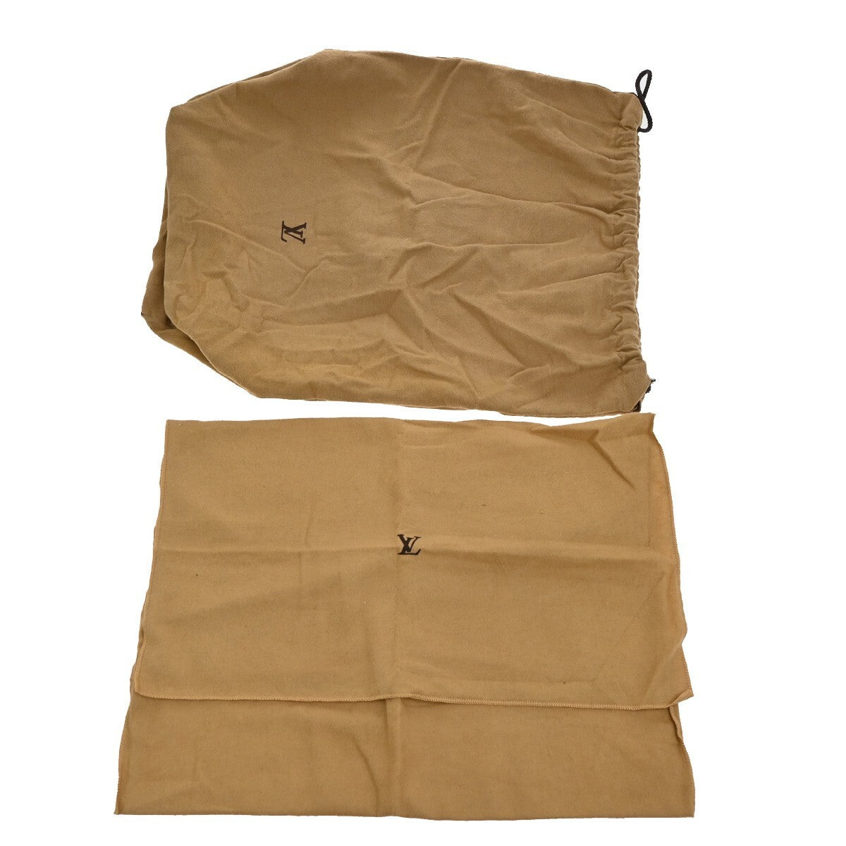 LOUIS VUITTON Logo 10 Set Dust Bag Drawstring Canvas Cotton Beige Brown 09EE161