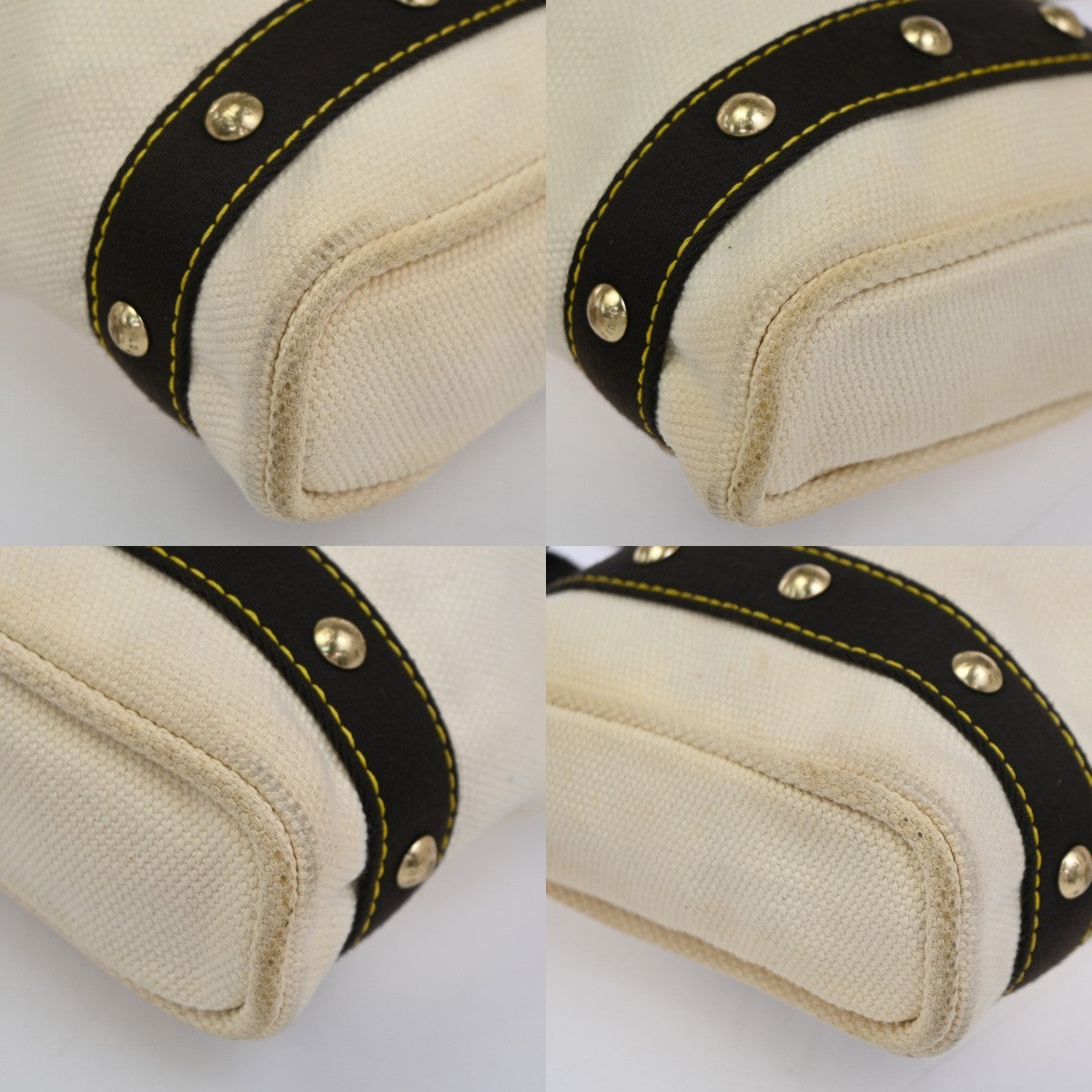 LOUIS VUITTON Cabas PM Hand Bag Antigua Canvas Leather White M40039 67CA998