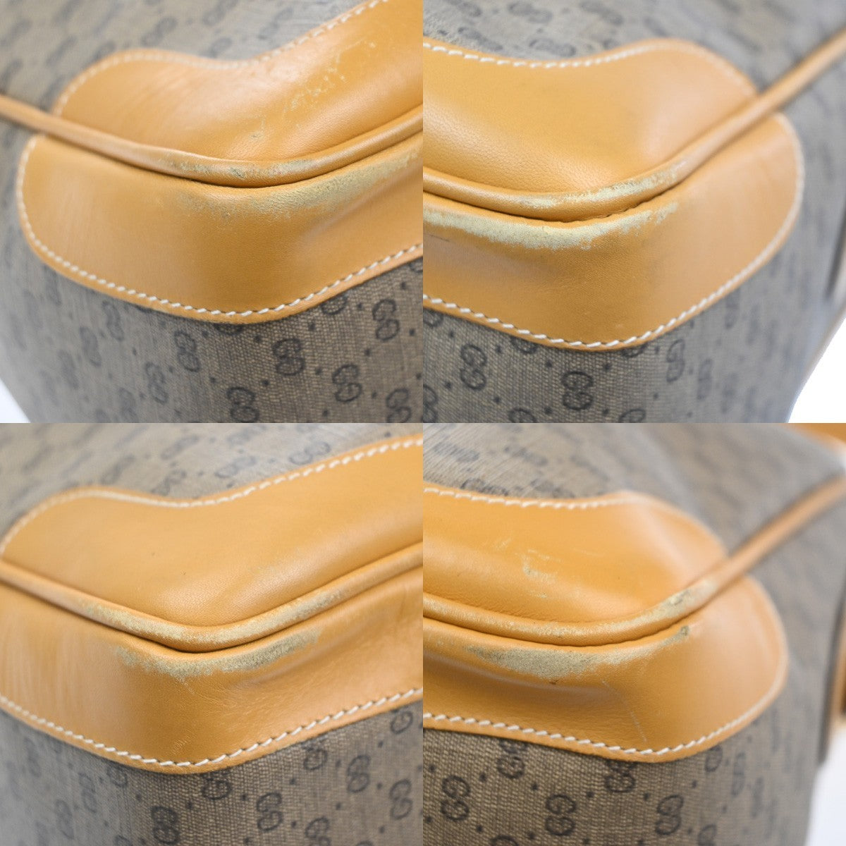 GUCCI Logo GG Pattern 2way Shoulder Hand Bag PVC Leather Beige GHW Italy 38MA555