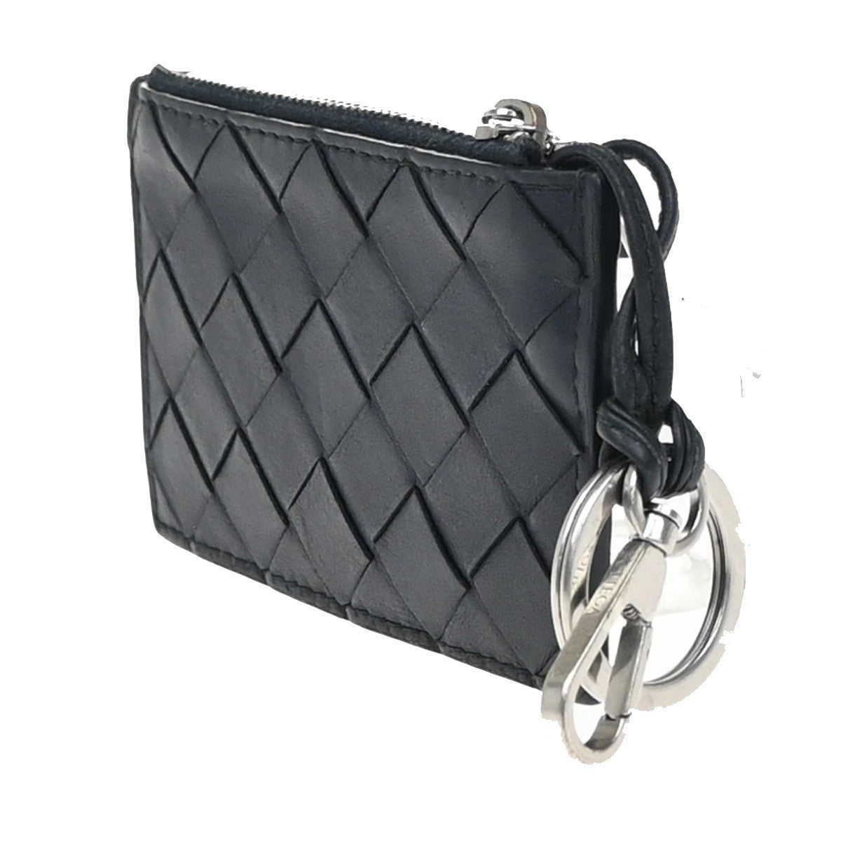 BOTTEGA VENETA Logo Intrecciato Coin Case Wallet Leather Black Italy 66KB125