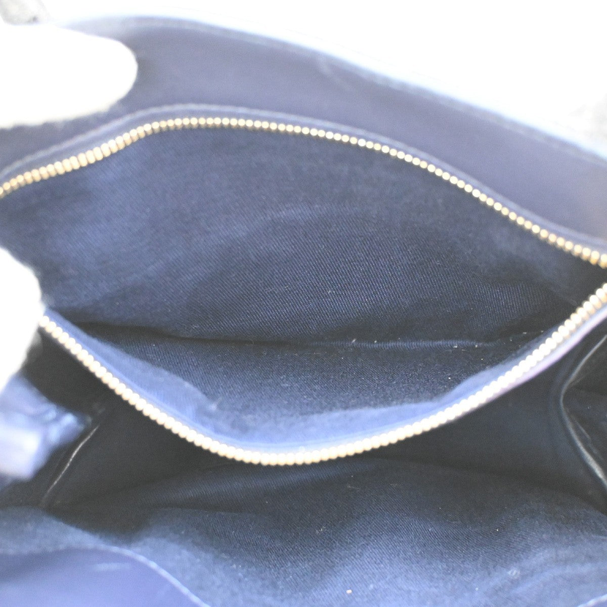 SALVATORE FERRAGAMO Logo Tote Hand Bag Denim Leather Blue Gold Italy 87RL542
