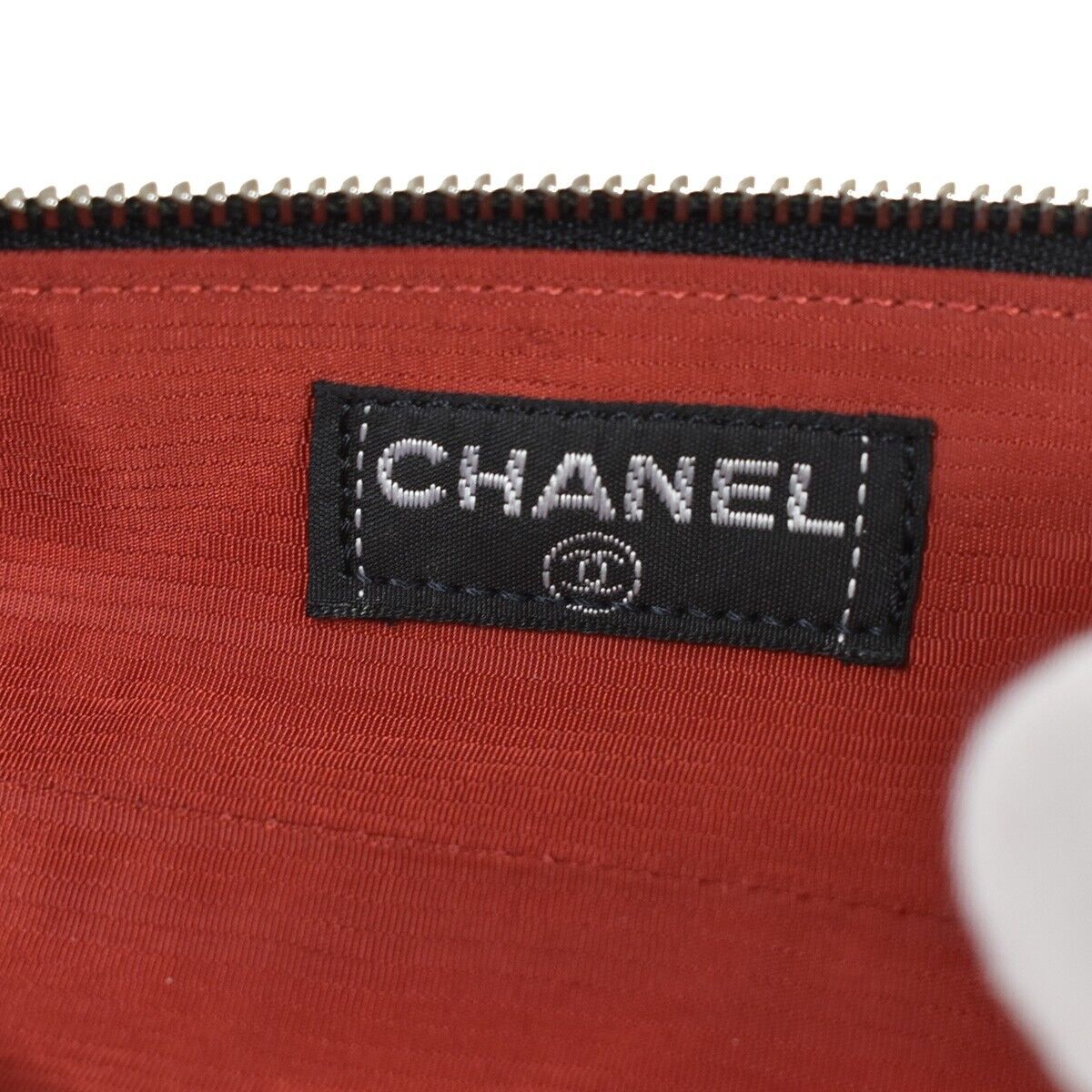CHANEL CC Logo Travel Line Pen Case Pouch Nylon Black Silver France 05RH704