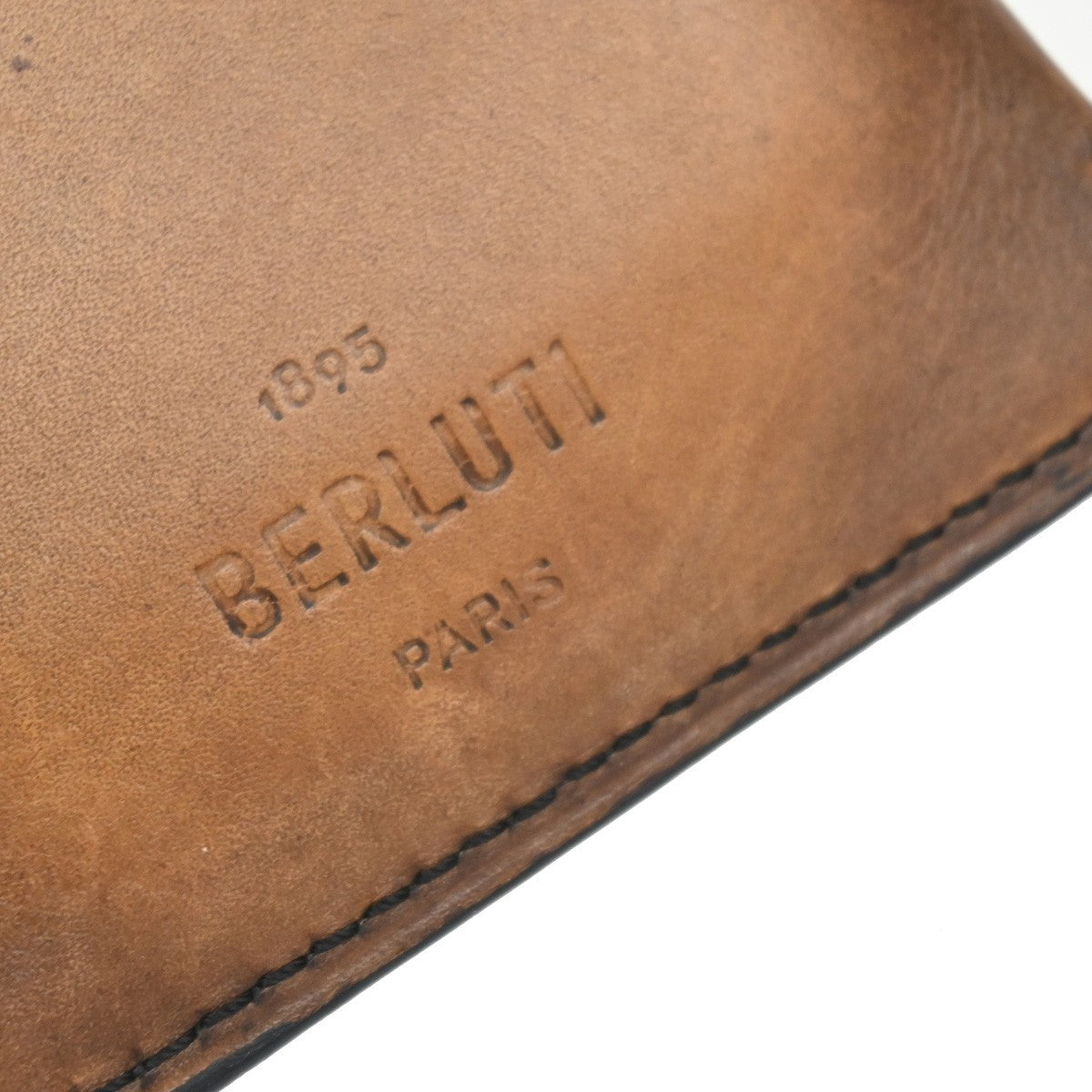 BERLUTI Logo Calligraphy Bifold Long Wallet Leather Brown Italy 84KP207