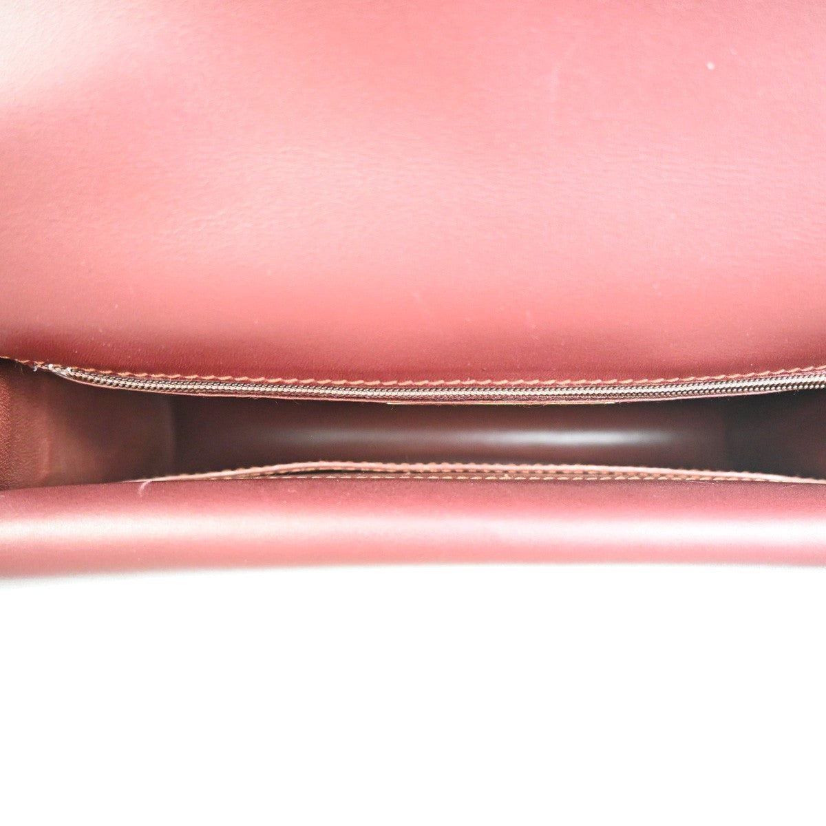MUST DE CARTIER 2C Logo Two Flap Shoulder Bag Leather Bordeaux GHW Spain 37ZA278