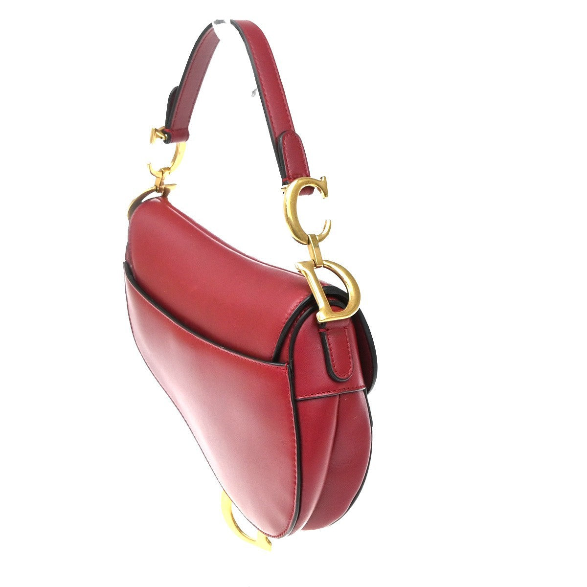 CHRISTIAN DIOR Mini Saddle Hand Bag Leather Red GHW 652RP172