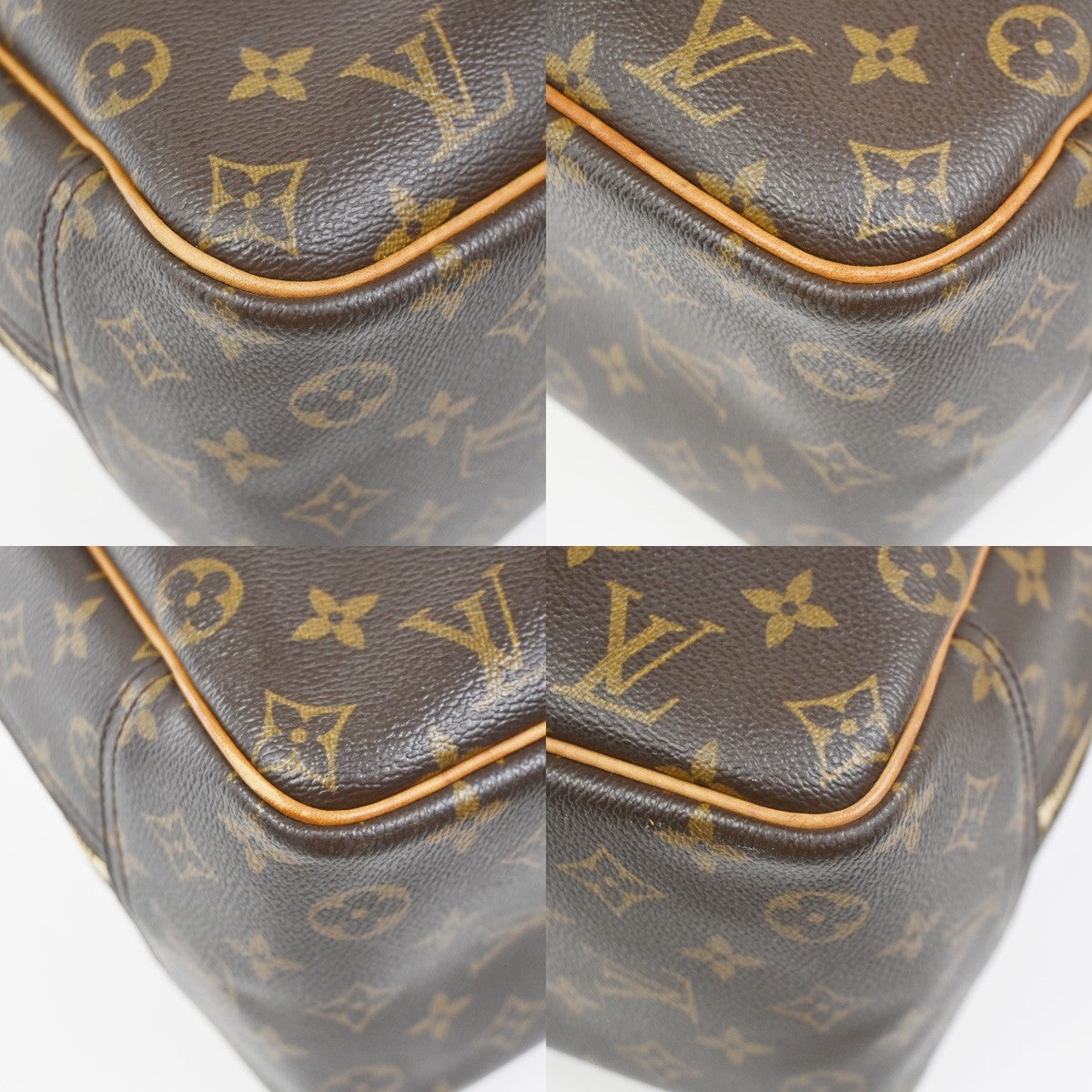 LOUIS VUITTON LV Logo Deauville Hand Bag Monogram Leather Brown M47270 80ZA313