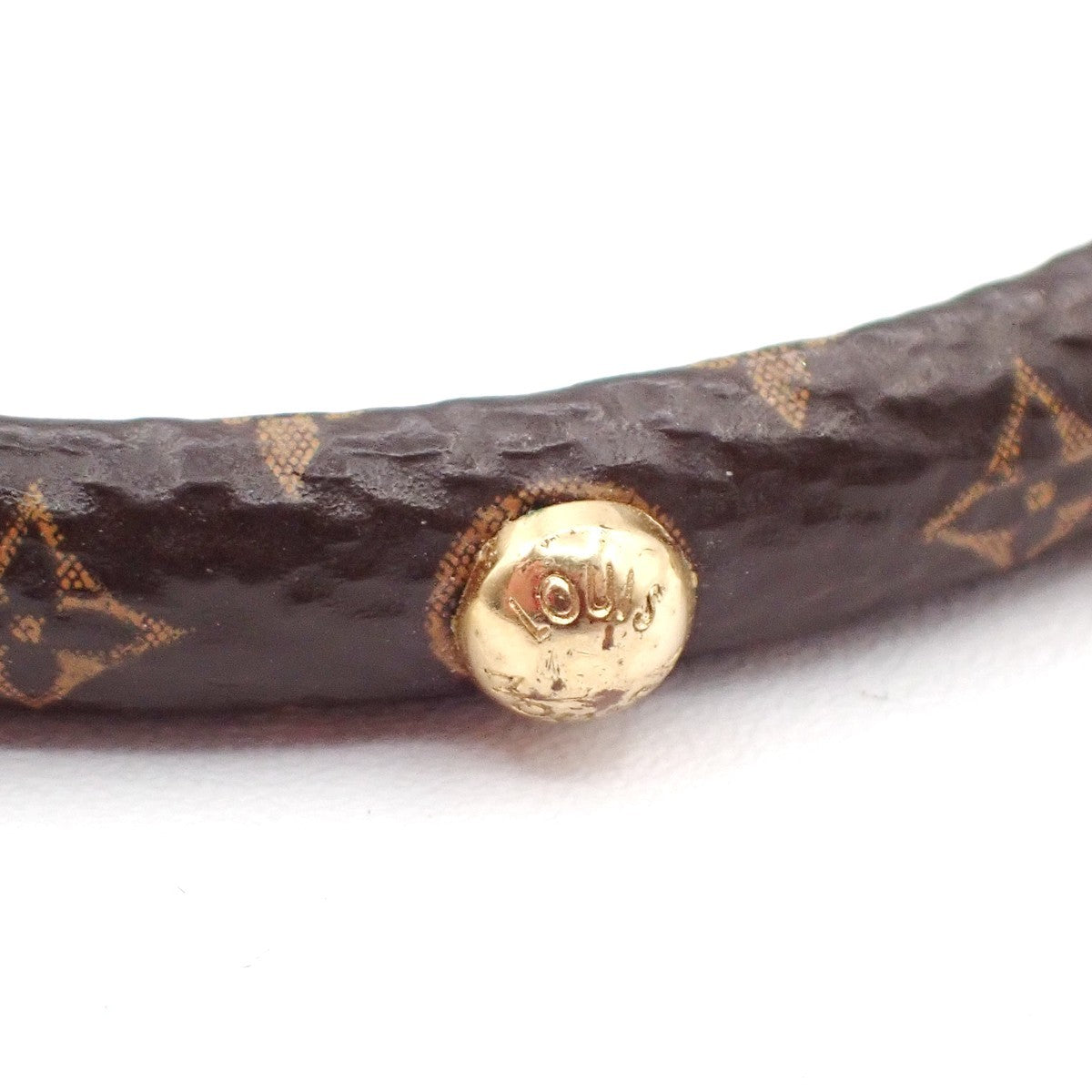 LOUIS VUITTON LV Logo Yummy Bracelet Monogram Leather Brown GHW M6435F 05EG106