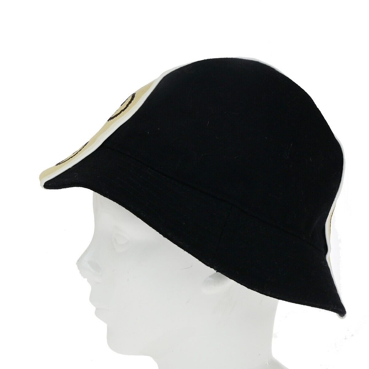 GUCCI GG Interlocking G Stripe Bucket Hat Side L Wool Black Italy 30YG358