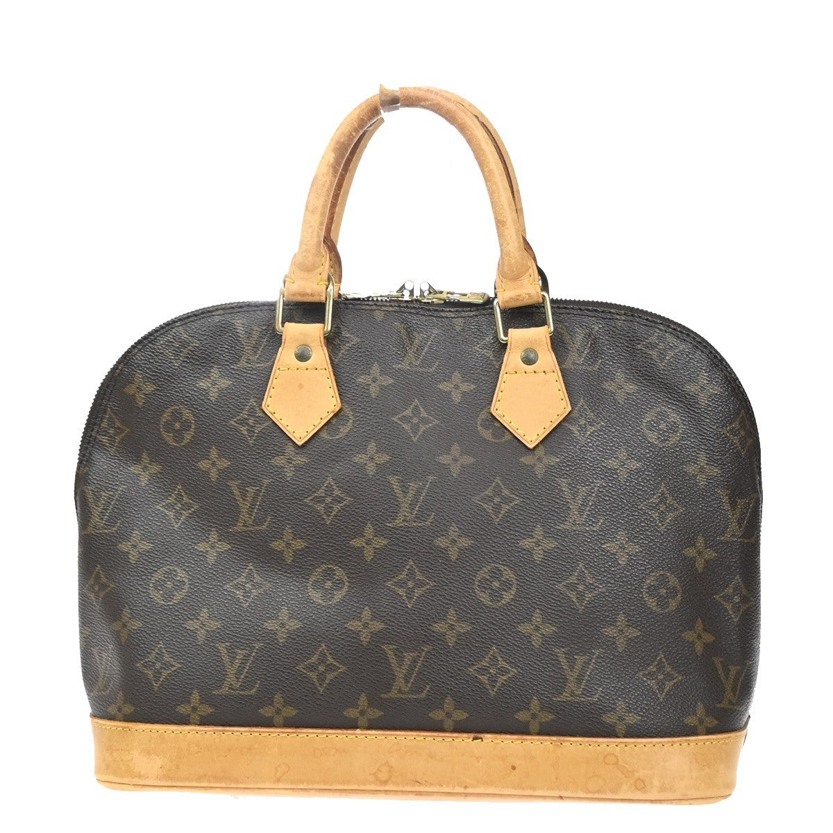 LOUIS VUITTON LV Logo Alma Hand Bag Monogram Leather Brown France M51130 88SA110