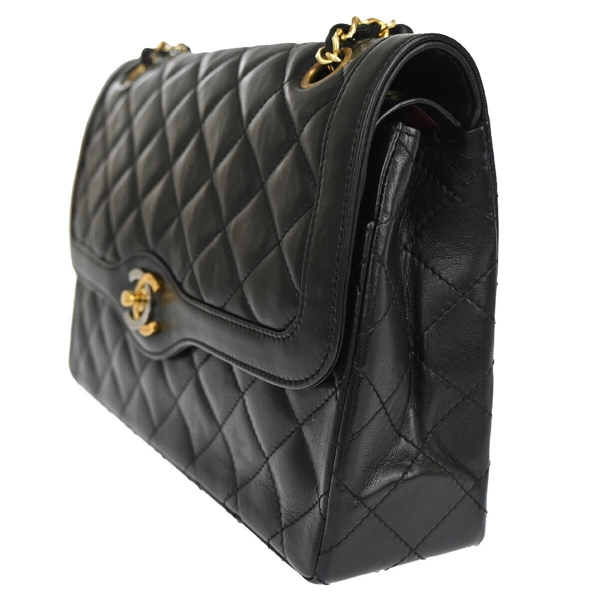 CHANEL PARIS CC Logo Matelasse Chain Shoulder Bag Leather Black GHW 332LC498