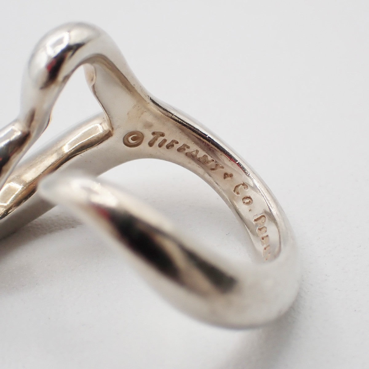 Tiffany & Co. Logo Open Heart Ring US 6 Silver 925 Elsa Peretti 09EF900