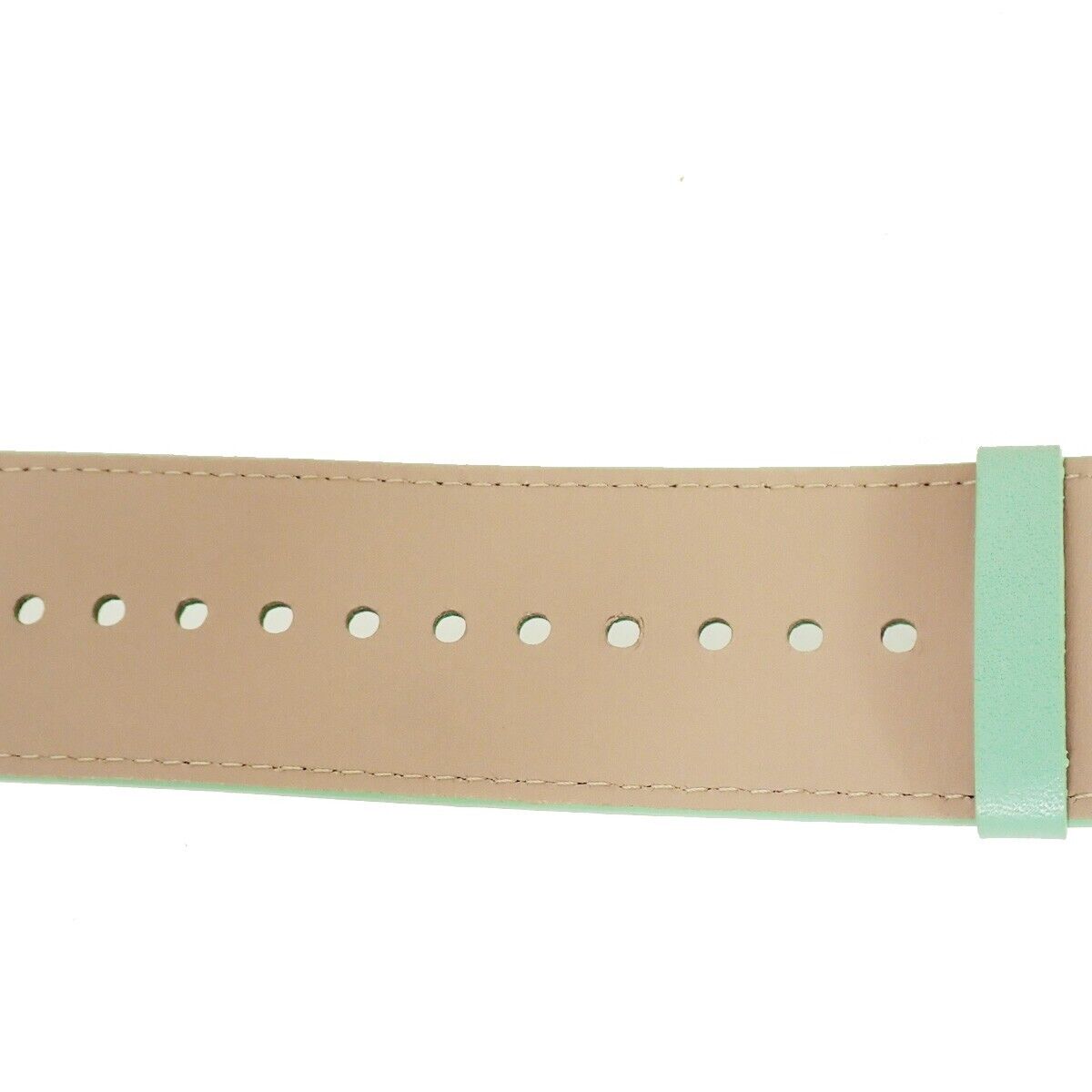 BALENCIAGA Logo Wide Bracelet Bangle Leather Light Green SHW 09GA754