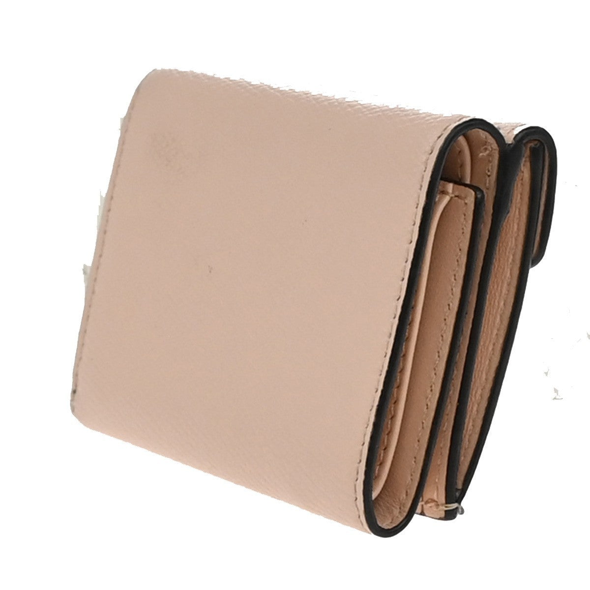 FENDI Logo Mini Trifold Campact Wallet Leather Pink Italy 69KP052
