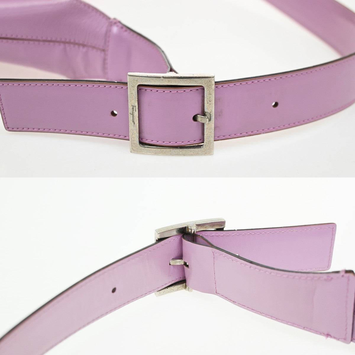 SALVATORE FERRAGAMO Gancini Hobo Shoulder Bag Leather Purple SHW Italy 62ZA306