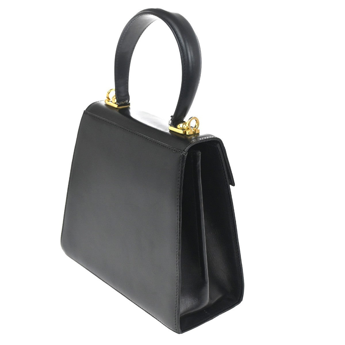SALVATORE FERRAGAMO Gancini Mini Hand Bag Leather Black 65TA484