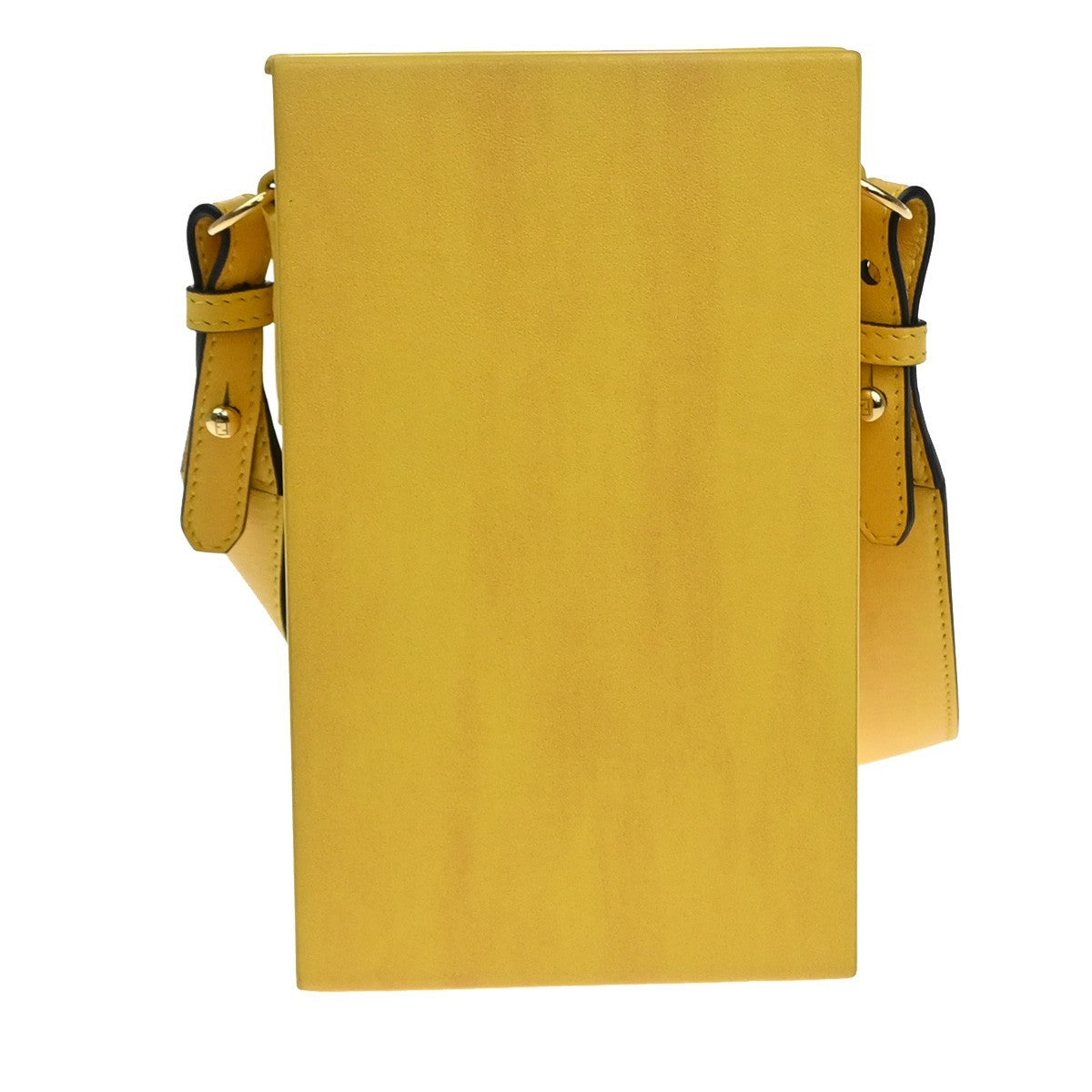 FENDI Logo Box Vertical Mini Shoulder Bag Leather Yellow GHW Italy 11YH946