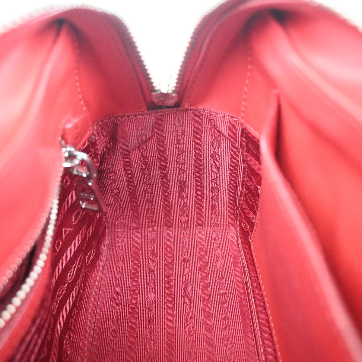 PRADA Logo Diagramme Mini Chain Shoulder Bag Leather Red SHW Italy 46RL099