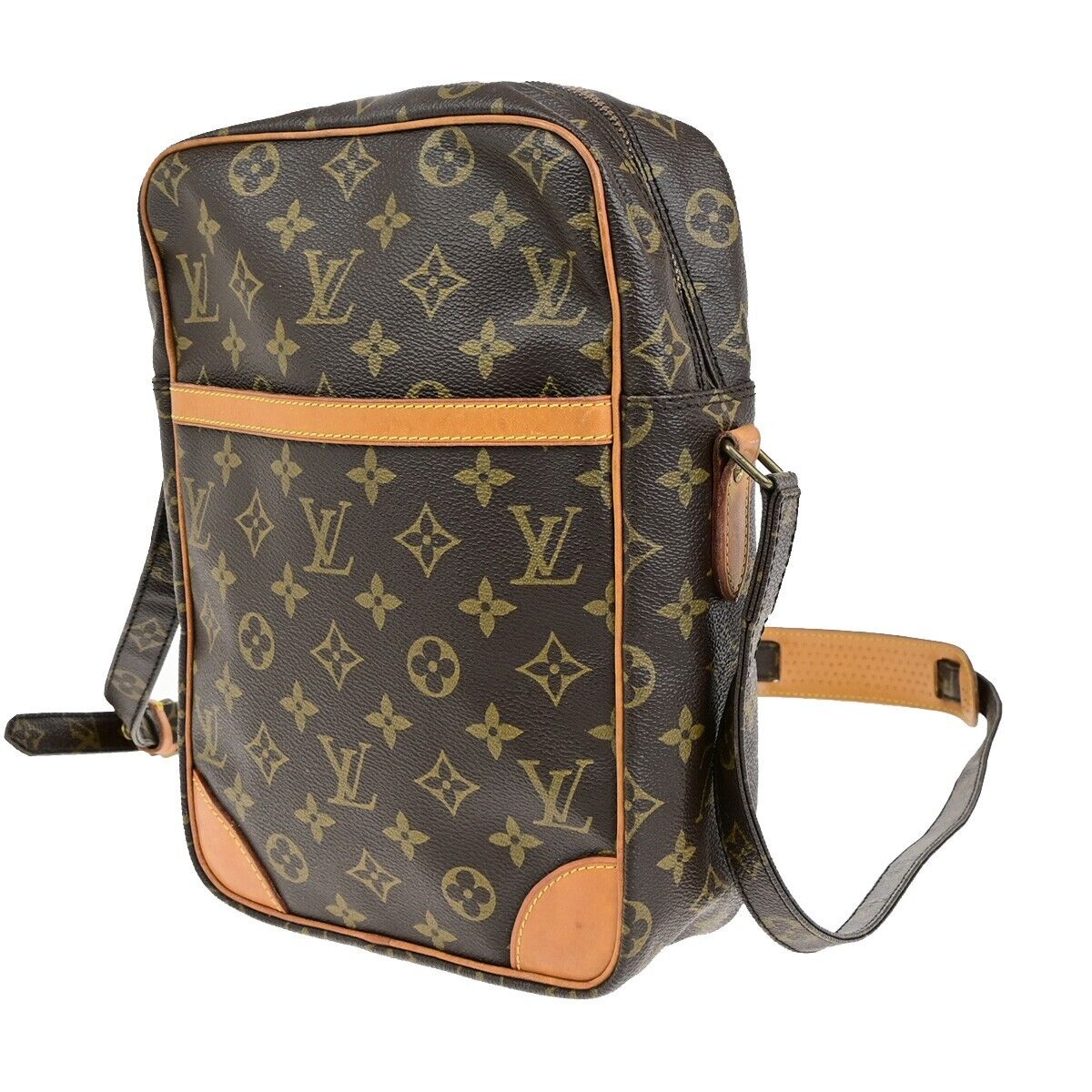 LOUIS VUITTON Logo Danube MM Shoulder Bag Monogram Leather Brown M45264 34ED018