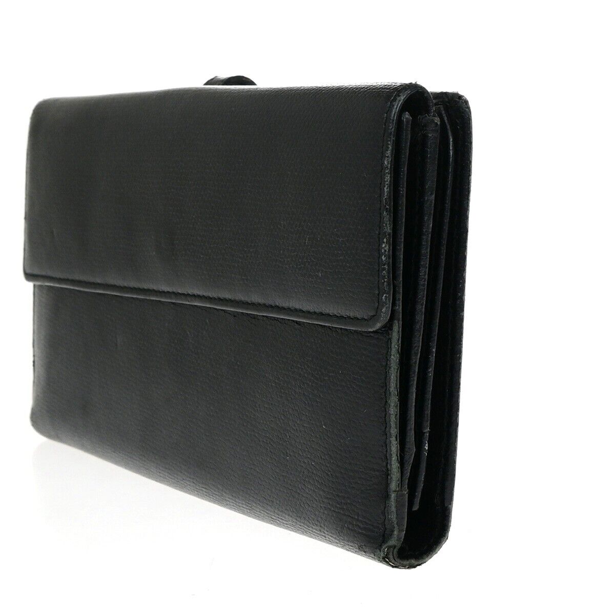 CHANEL CC Logo Long Bifold Wallet Purse Leather Black GHW France 33EB272