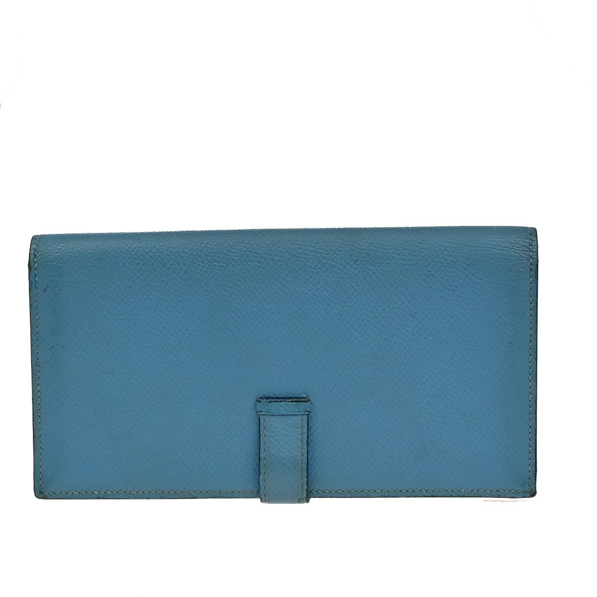 HERMES H Logo Bearn Long Bifold Wallet Leather Blue Red GHW France 32EF997