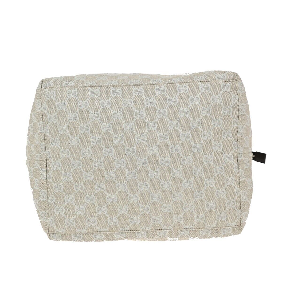 GUCCI Logo GG Pattern Museo Hand Tote Bag Canvas Leather Beige Italy 65EE039