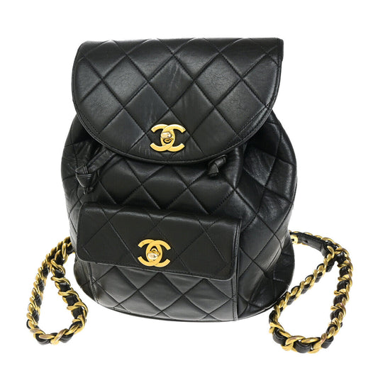 CHANEL CC Logo Matelasse Chain Backpack Bag Leather Black GHW Vintage 889RK563