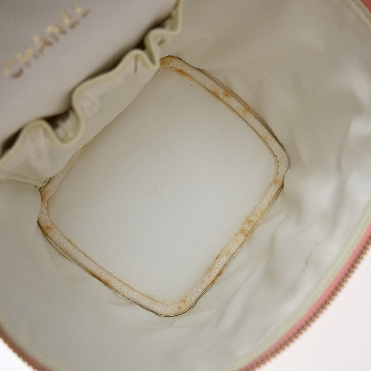 CHANEL CC Logo Cosmetic Vanity Hand Bag Grained Calfskin Leather Pink 674RP132