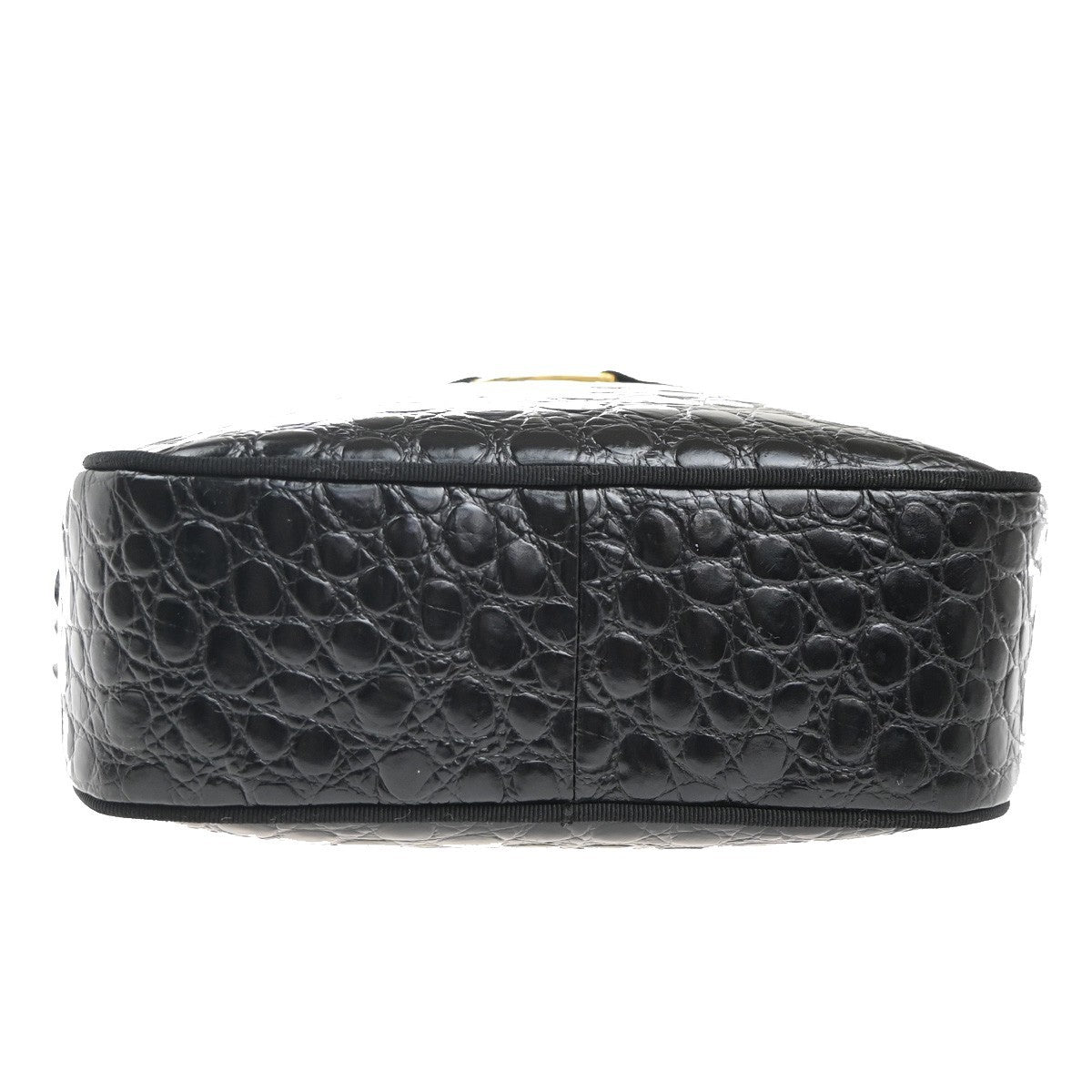 SALVATORE FERRAGAMO Logo Vara Shoulder Bag Embossing Leather Black GHW 32MA372