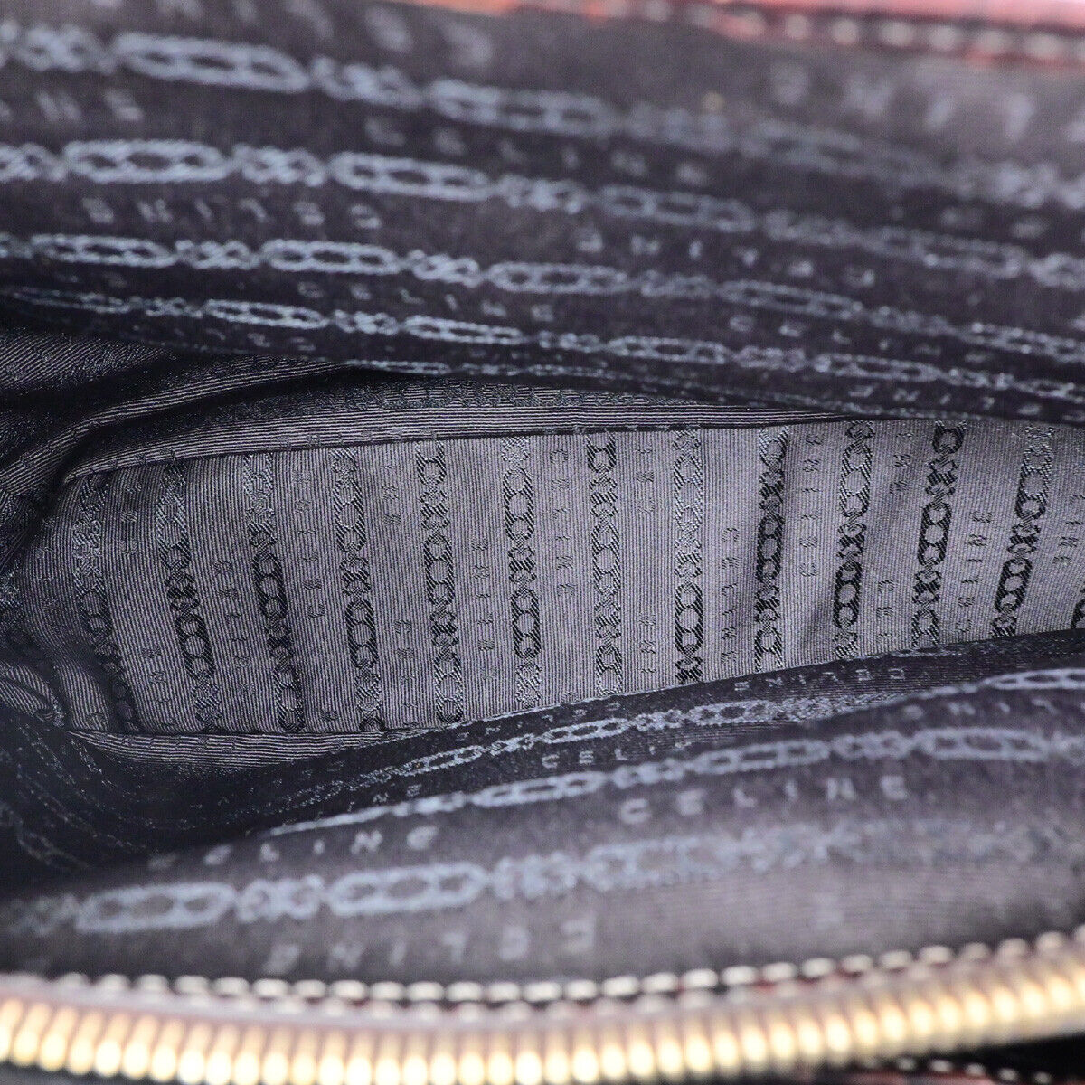 CELINE Boogie Macadam Charm Hand Tote Bag Canvas Embossing Leather Brown 69YF305