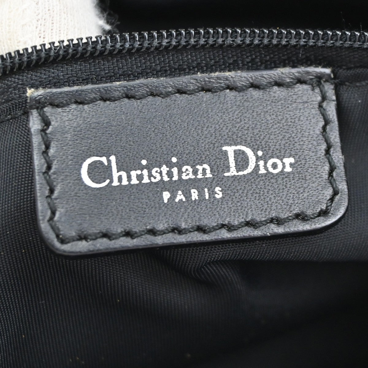 CHRISTIAN DIOR Logo Trotter Pattern shoulder Bag Canvas Leather Black 87SA027