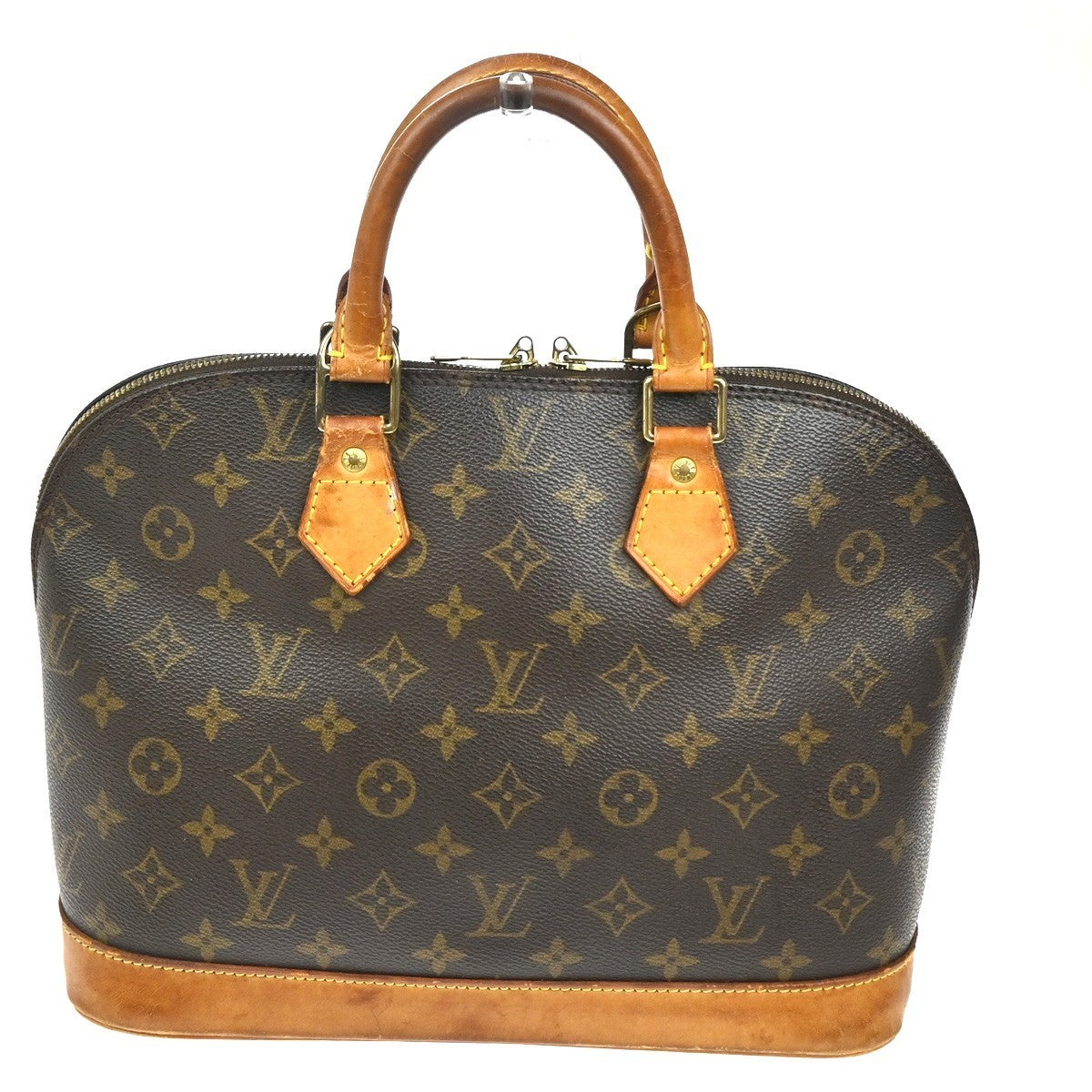 LOUIS VUITTON LV Logo Alma Hand Bag Monogram Leather Brown France M51130 88TA543