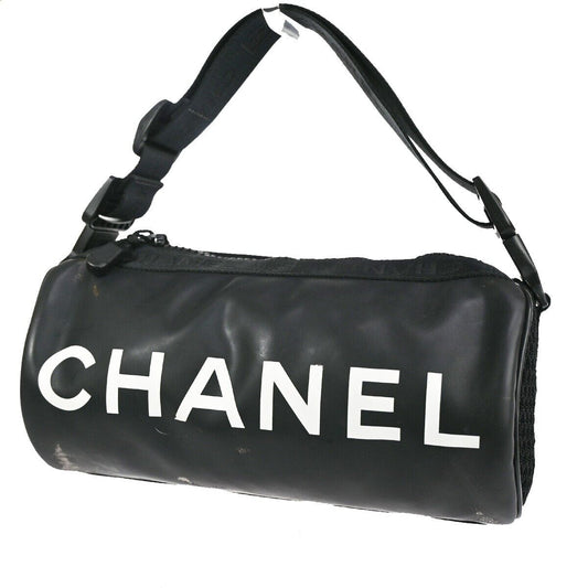 CHANEL Sport CC Logo Shoulder Bag Rubber Canvas Black Made In Italy 87YD140