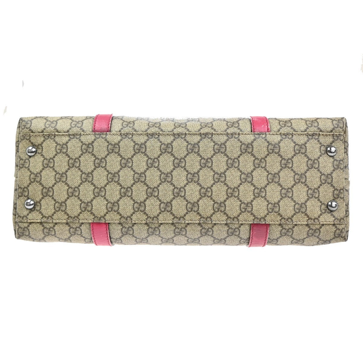 GUCCI Logo GG Pattern Shoulder Hand Bag Supreme Leather Beige Pink Italy 36MA427