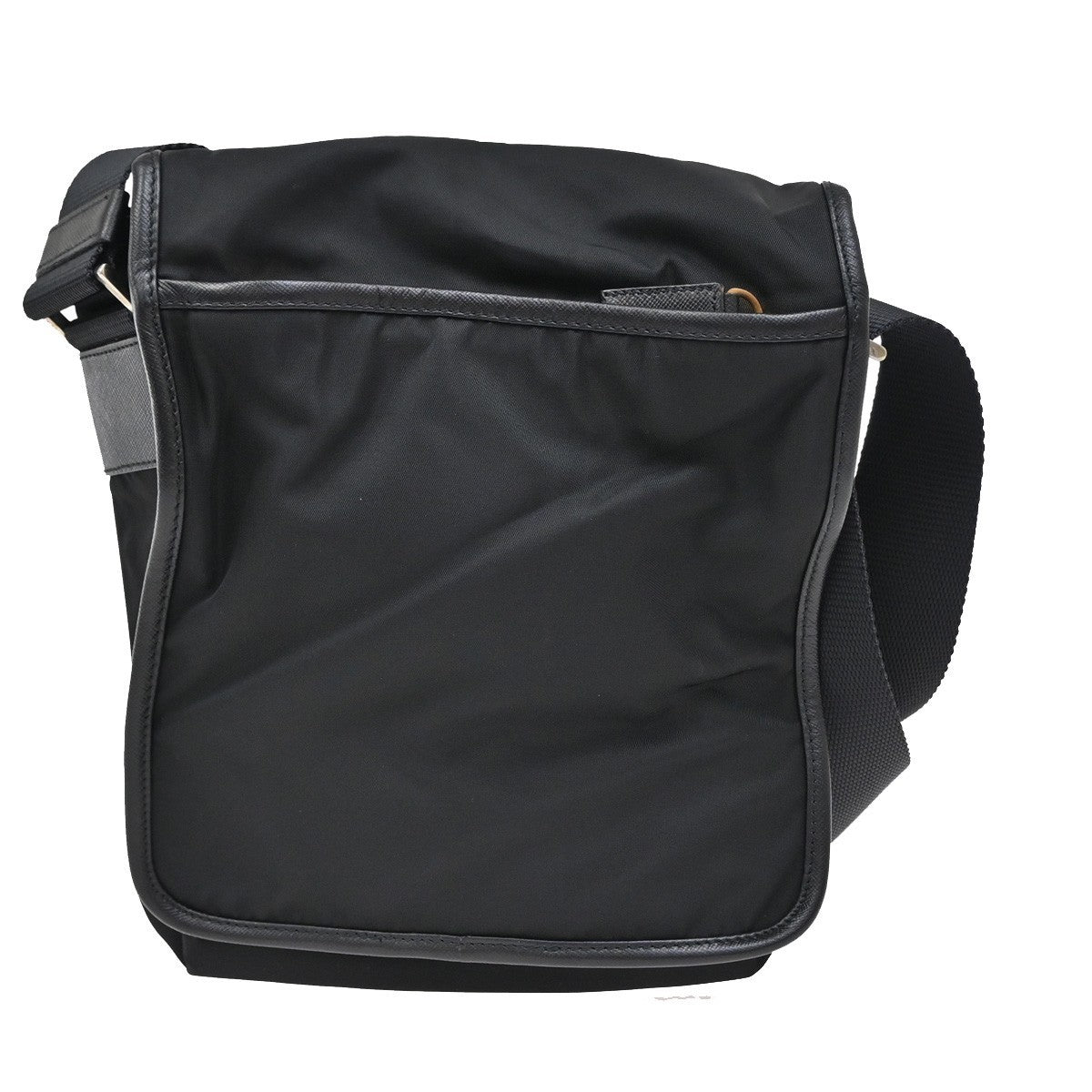 PRADA MILANO Tessuto Messenger Shoulder Bag Nylon Leather Black Silver 87KA852