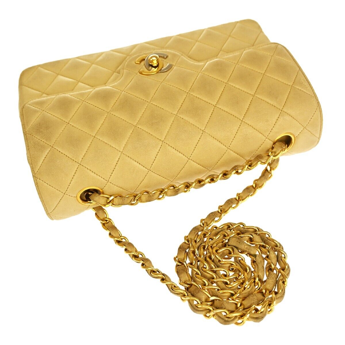 CHANEL CC Double Flap Paris Matelasse 23 Chain Shoulder Bag Leather BE 361RH385