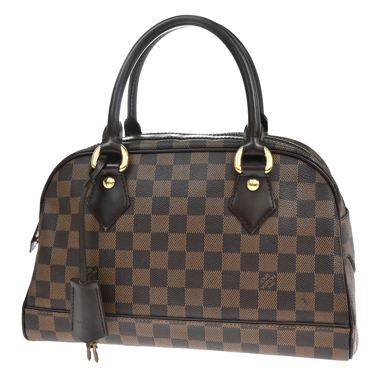 LOUIS VUITTON Logo Duomo Hand Bag Damier Ebene Leather Brown N60008 22YJ097