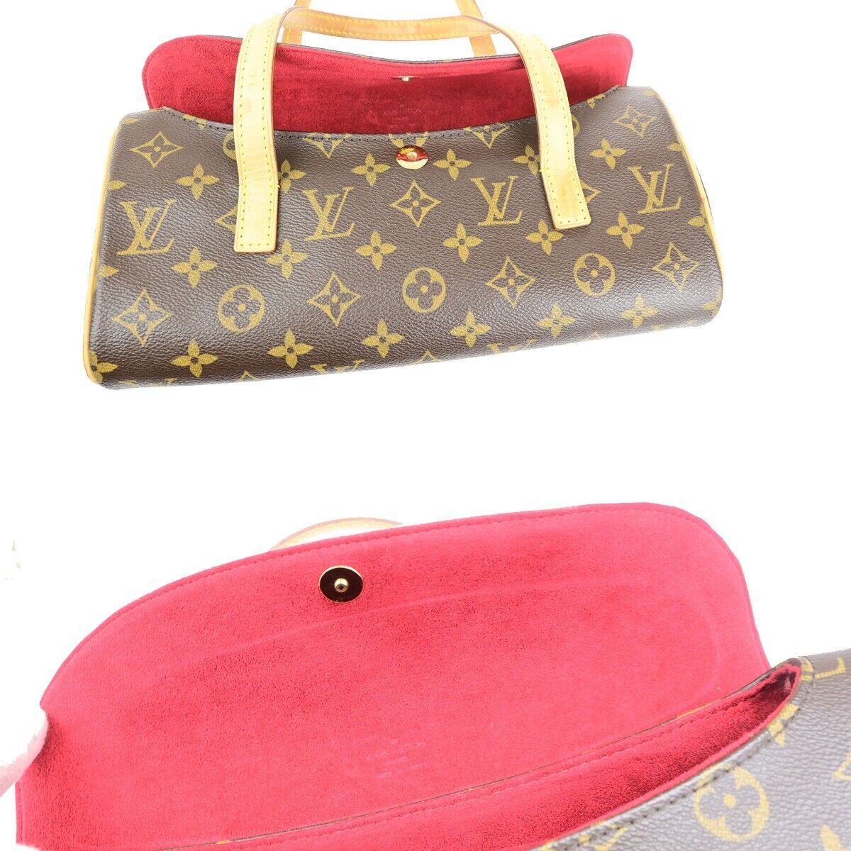 LOUIS VUITTON Sonatine Hand Bag Monogram Leather Brown France M51902 96ED206