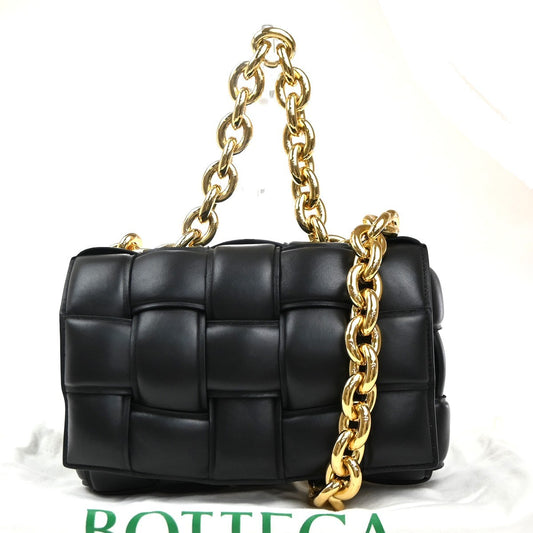 BOTTEGA VENETA Intrecciato Cassette 2Way Shoulder Bag Leather Black 684RP092