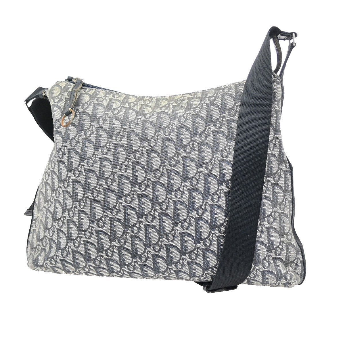 CHRISTIAN DIOR Logo Trotter Messenger Cross shoulder Bag Canvas Blue SHW 31PA126